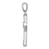 Sterling Silver Rhodium-plated CZ Created Opal Cross Pendant view 2