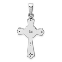 Sterling Silver Rhodium-plated CZ Created Opal Cross Pendant view 3