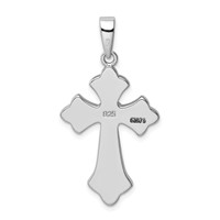 Sterling Silver Rhodium-plated Blue Inlay Created Opal Cross Pendant view 3