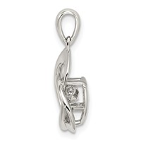 Sterling Silver Platinum-plated Vibrant Moving CZ Swarovski Zirconia Center Stone Trinity Pendant view 2