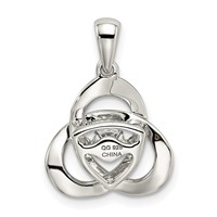 Sterling Silver Platinum-plated Vibrant Moving CZ Swarovski Zirconia Center Stone Trinity Pendant view 3