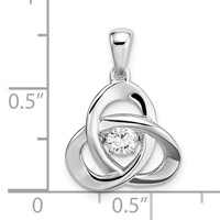 Sterling Silver Platinum-plated Vibrant Moving CZ Swarovski Zirconia Center Stone Trinity Pendant view 4