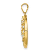 Sterling Silver Gold-tone Lab Created White Sapphire Tree of Life in Circle Pendant view 2