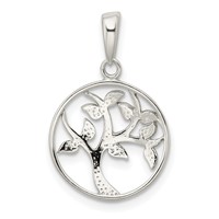 Sterling Silver Polished Tree Pendant view 3