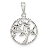 Sterling Silver Polished Tree Pendant view 1