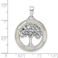 Sterling Silver Rhodium-plated White Mop Tree of Life Pendant view 4