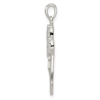 Sterling Silver Polished CZ Double Heart Pendant view 2