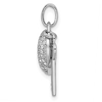 Sterling Silver Rhodium-plated CZ Heart Lock and Key Pendant view 2