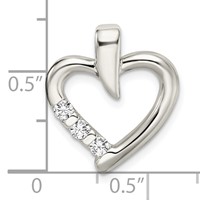 Sterling Silver Polished with CZ Heart Slide view 4
