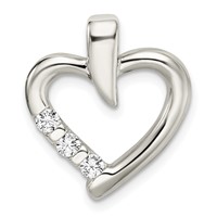 Sterling Silver Polished with CZ Heart Slide view 1