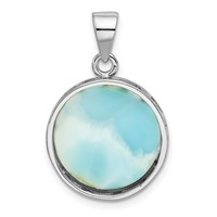 Sterling Silver Rhodium-plated Larimar with Palm Tree Pendant view 3