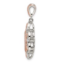 Sterling Silver Plat-plate Rose-tone Vibrant CZ Fancy Penda view 2