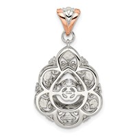 Sterling Silver Plat-plate Rose-tone Vibrant CZ Fancy Penda view 4