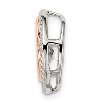 Sterling Silver Platinum-plated Rose-tone Vibrant Moving CZ Heart Chain Slide view 2