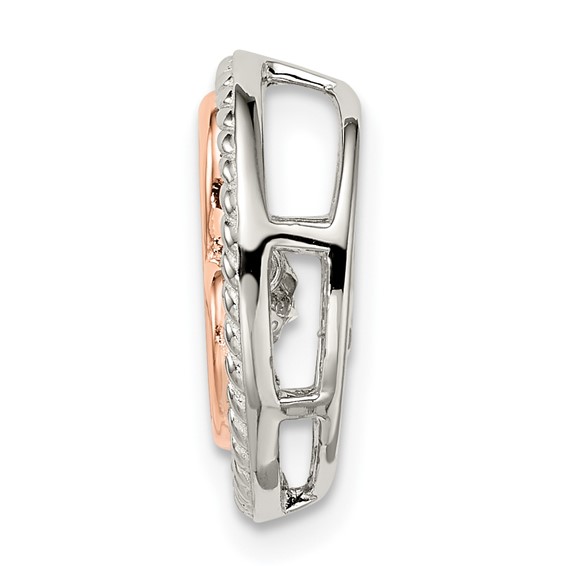 Sterling Silver Plat-plate Rose-tone Vibrant CZ Heart Necklace