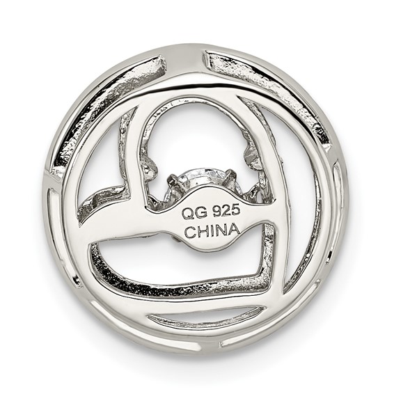 Sterling Silver Plat-plate Rose-tone Vibrant CZ Heart Necklace