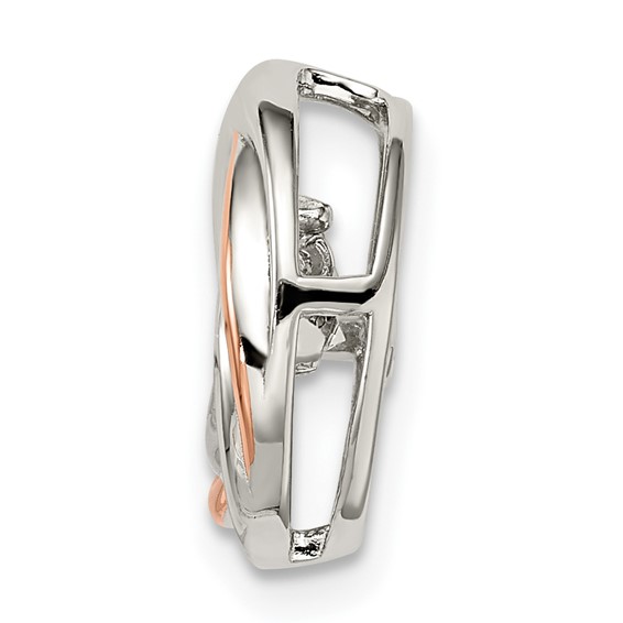 Sterling Silver Platium-plated Rose-tone Vibrant CZ Chain Slide