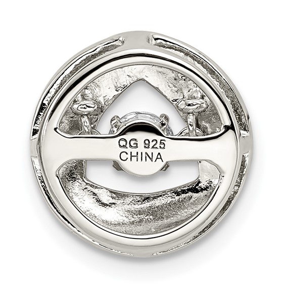 Sterling Silver Platium-plated Rose-tone Vibrant CZ Chain Slide