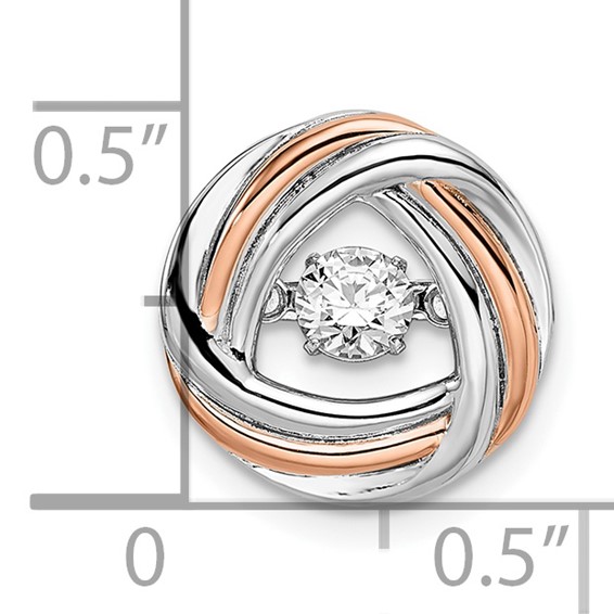 Sterling Silver Platium-plated Rose-tone Vibrant CZ Chain Slide