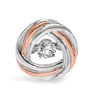 Sterling Silver Platinum-plated Rose-tone Vibrant Moving CZ Round Chain Slide view 5