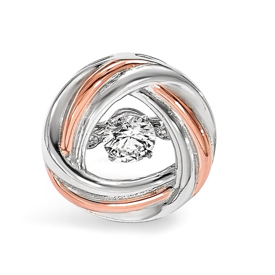 Sterling Silver Platium-plated Rose-tone Vibrant CZ Chain Slide