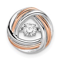 Sterling Silver Platinum-plated Rose-tone Vibrant Moving CZ Round Chain Slide view 1