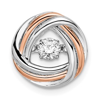 Sterling Silver Platium-plated Rose-tone Vibrant CZ Chain Slide