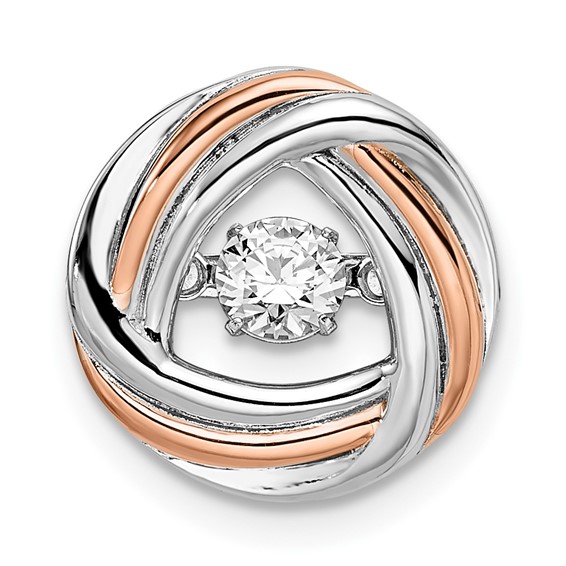 Sterling Silver Platium-plated Rose-tone Vibrant CZ Chain Slide