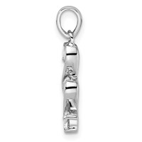 Sterling Silver Rhodium-plated Swirl 3-stone CZ Pendant view 2