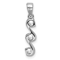 Sterling Silver Rhodium-plated Swirl 3-stone CZ Pendant view 3