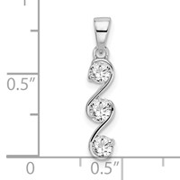 Sterling Silver Rhodium-plated Swirl 3-stone CZ Pendant view 4