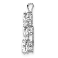 Sterling Silver Rhodium-plated Polished Graduated 3-Stone Round CZ Pendant view 2