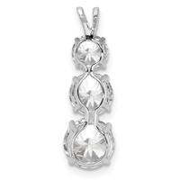 Sterling Silver Rhodium-plated Polished Graduated 3-Stone Round CZ Pendant view 3