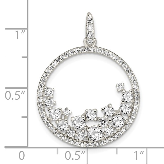 Sterling Silver CZ Circle Pendant