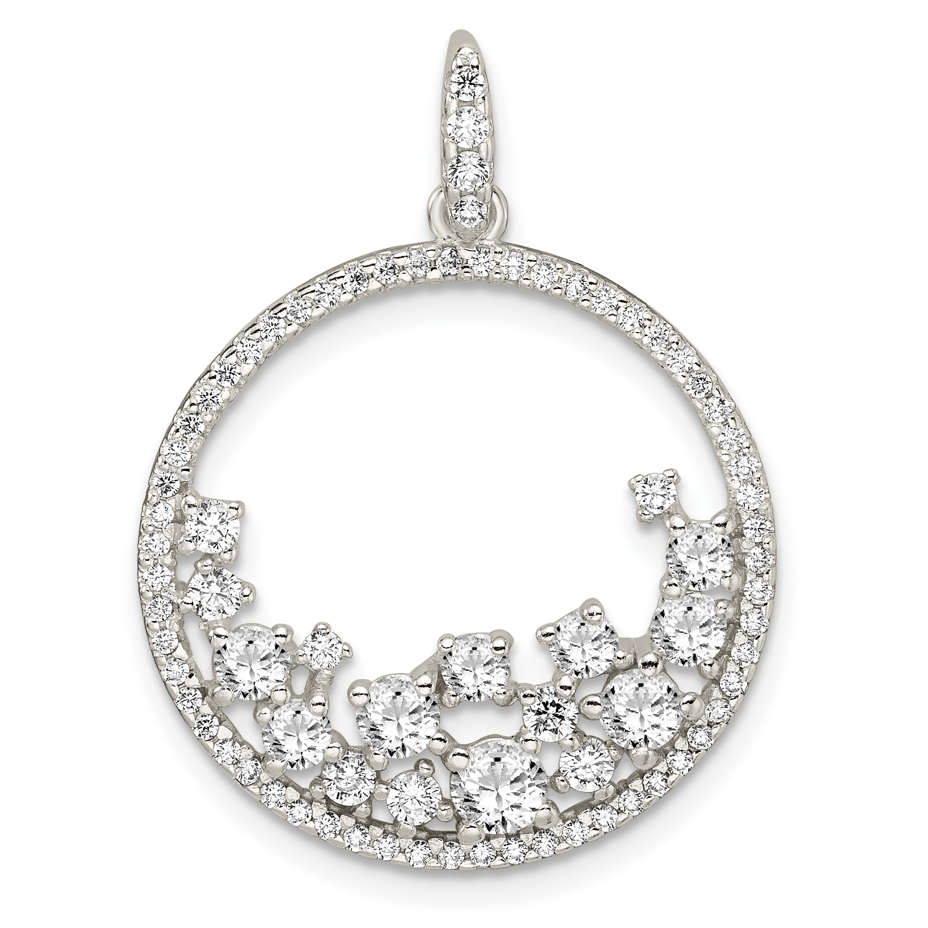 Sterling Silver CZ Circle Pendant (QP4947)