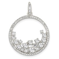 Sterling Silver CZ Circle Pendant view 1