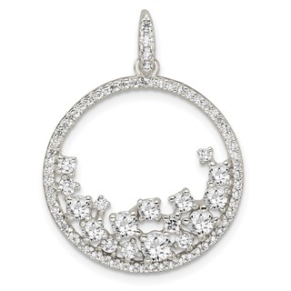 Sterling Silver CZ Circle Pendant
