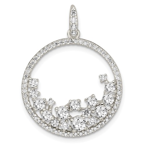 Sterling Silver CZ Circle Pendant