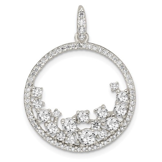 Sterling Silver CZ Circle Pendant