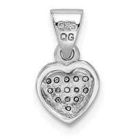 Sterling Silver Rhodium-plated CZ Polished Heart Pendant view 3