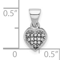 Sterling Silver Rhodium-plated CZ Polished Heart Pendant view 4