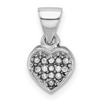 Sterling Silver Rhodium-plated CZ Polished Heart Pendant view 1