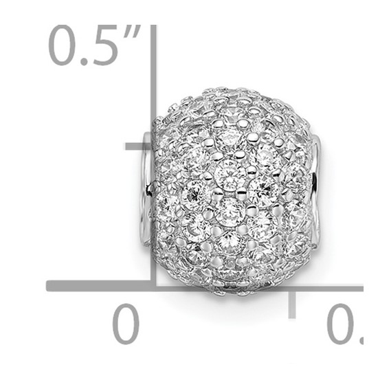 Sterling Silver Rhodium-plated CZ Bead Pendant