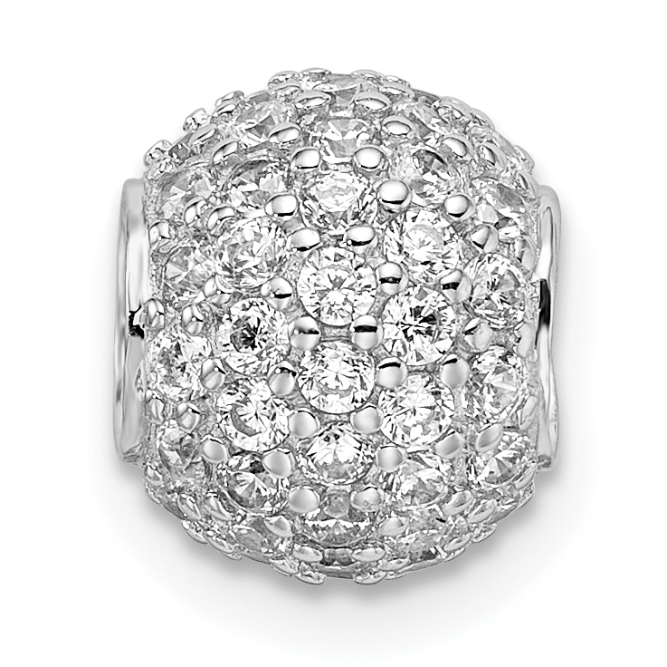 Sterling Silver Rhodium-plated CZ Bead Pendant (QP4960)