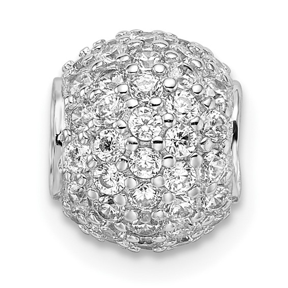 Sterling Silver Rhodium-plated CZ Bead Pendant