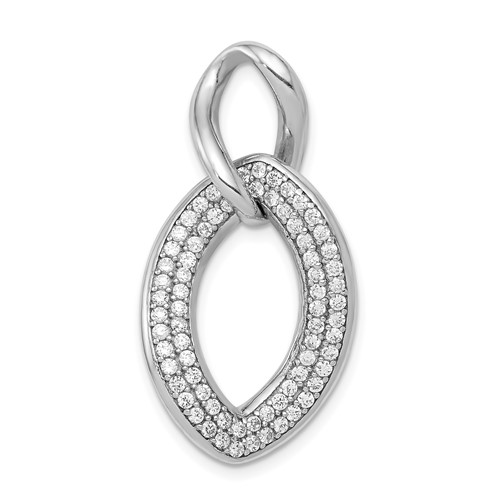 Sterling Silver Rhodium-plated Polished Pendant with CZ