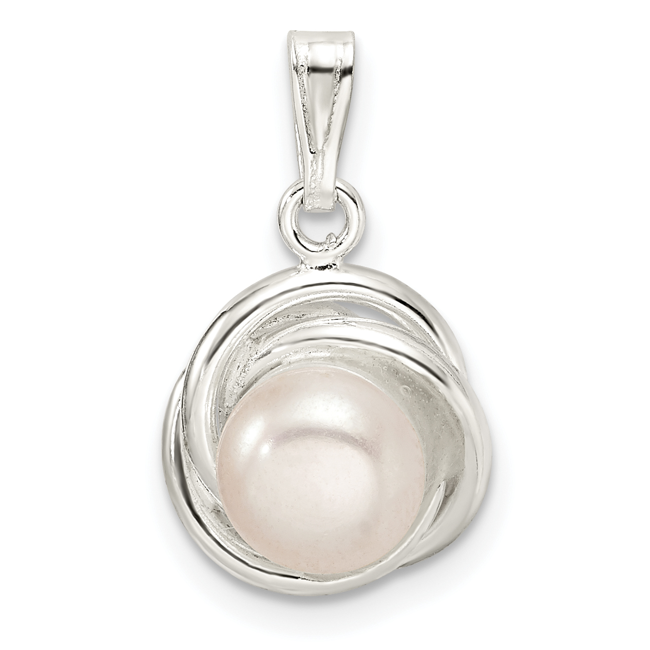 Sterling Silver Polished Synthetic Pearl Pendant (QP4973)