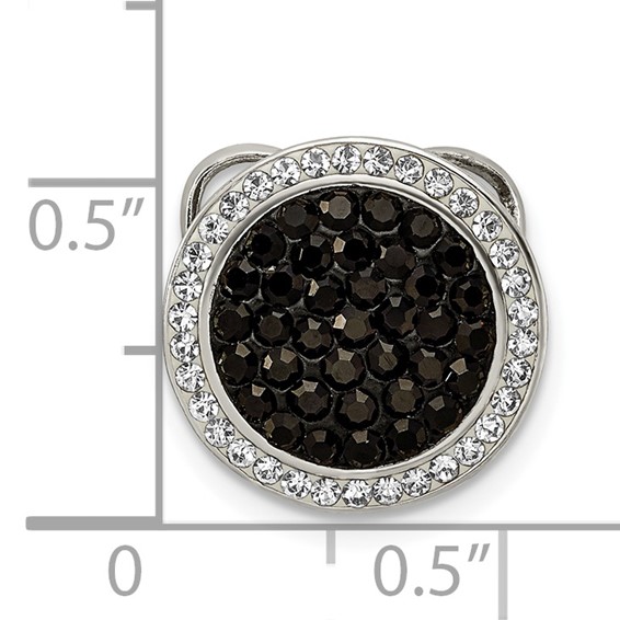 Sterling Silver Black and White Crystal Circle Chain Slide