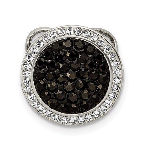 Sterling Silver Black and White Crystal Circle Chain Slide