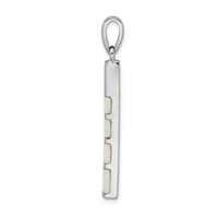 Sterling Silver Rhodium-plated White Lab Created Opal Bar Pendant view 2